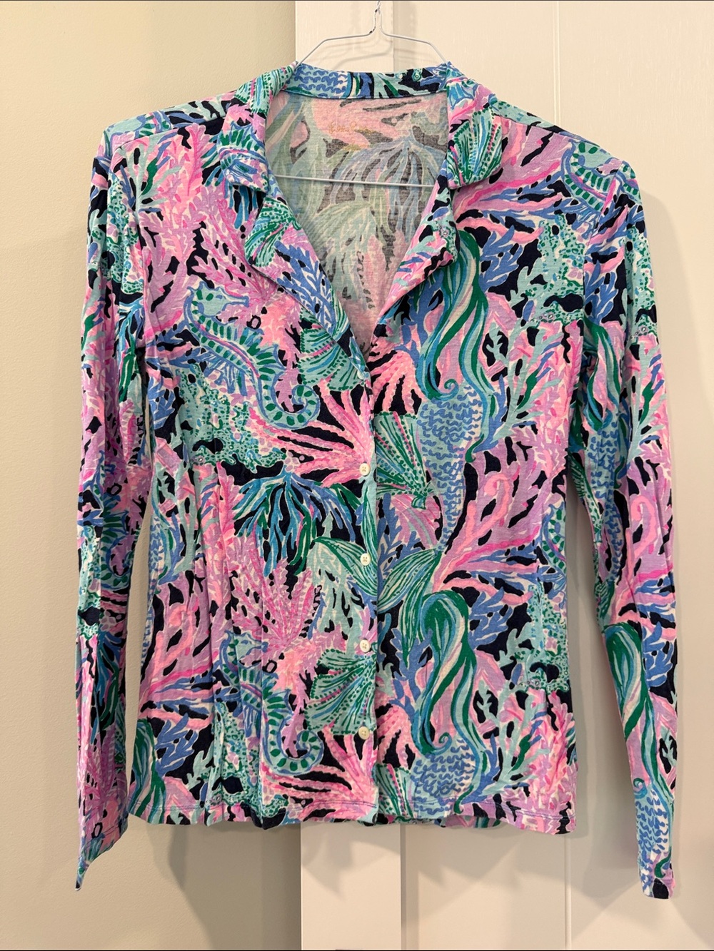 Lilly Pulitzer Coral Reef Pajama Set Pink, Green & Blue - Picture 2 of 16